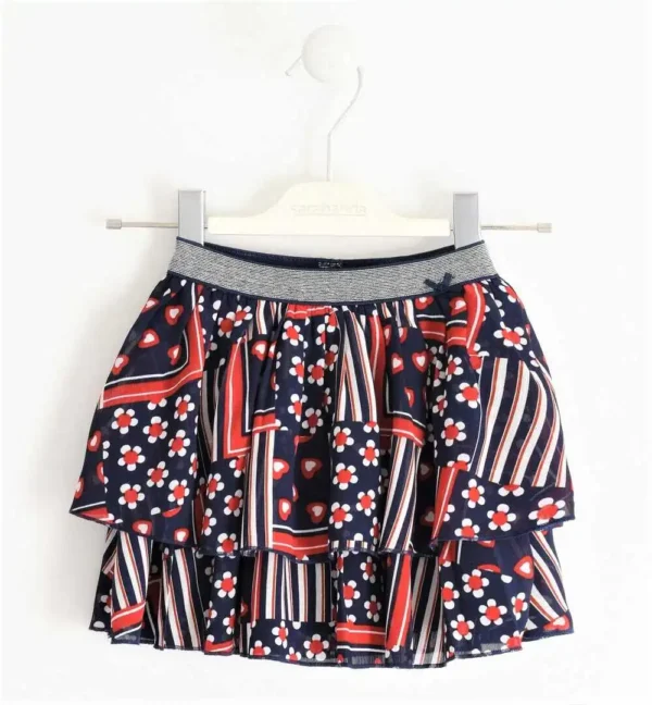 Falda niña "voile en rojo y azul"