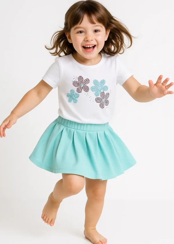 falda verde turquesa para niña