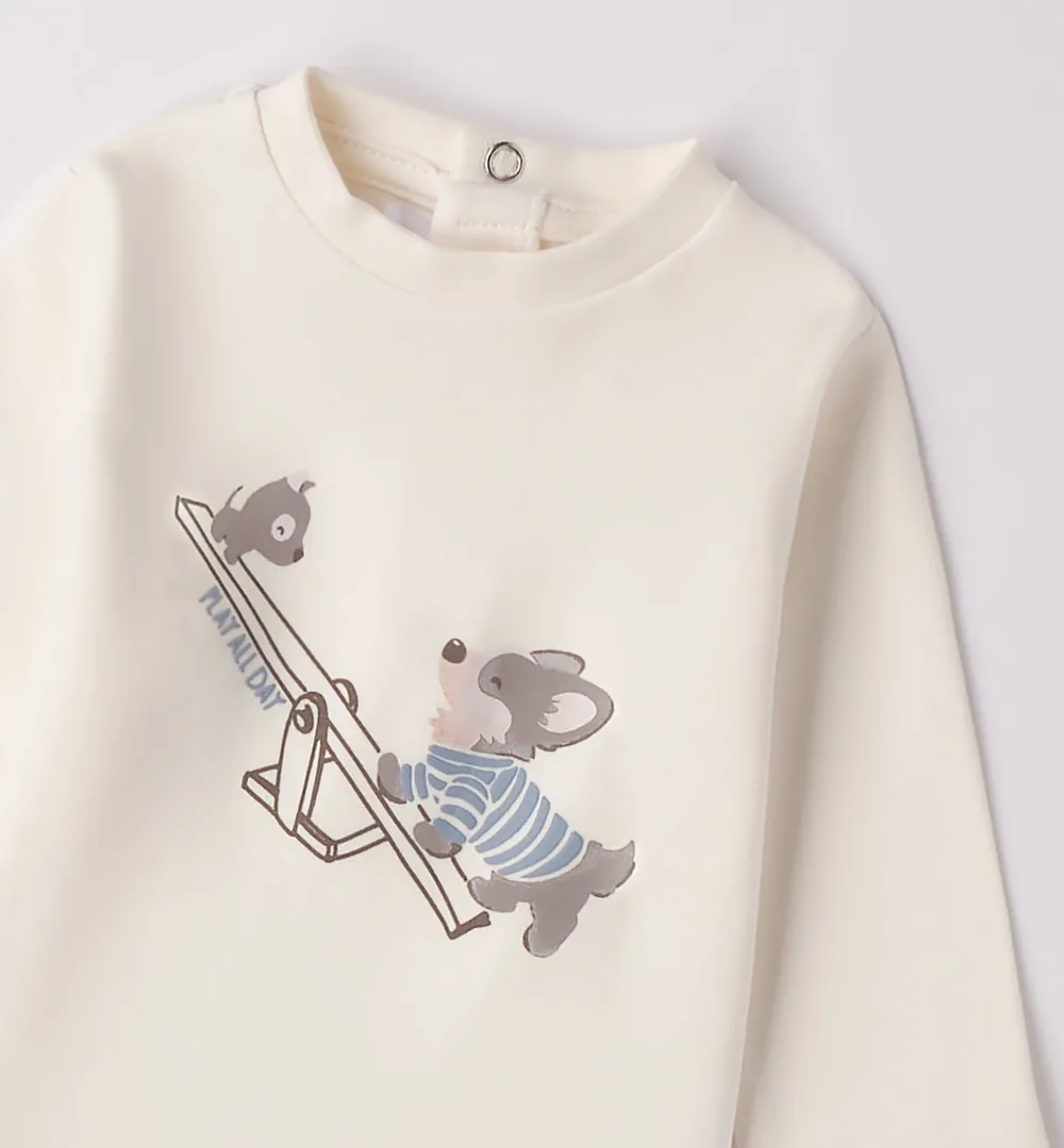 Conjunto bebé niño Minibanda con camiseta estampada y pantalón azul 4 Conjunto bebé niño Minibanda