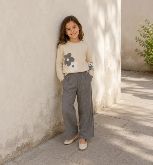 pantalón niña gris raya diplomática