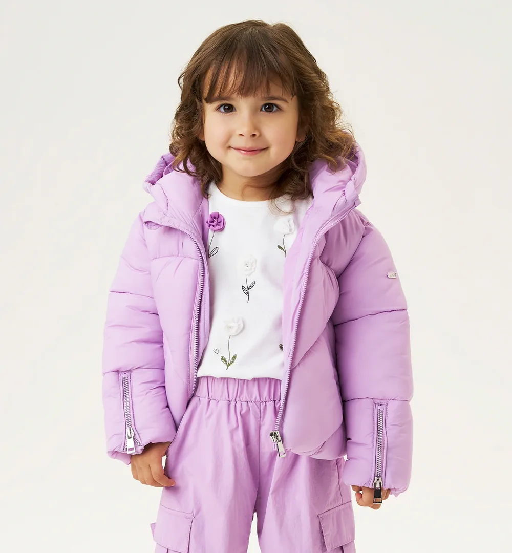Anorak niña con capucha lila iDO 5 anorak niña con capucha