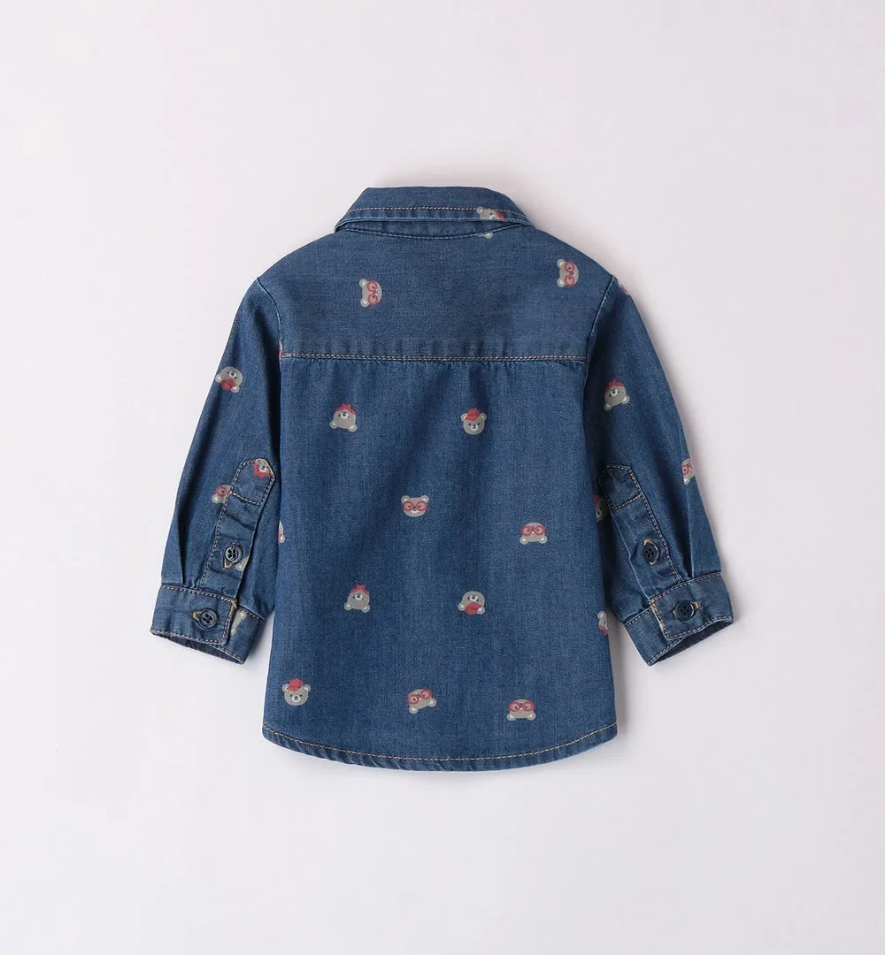 Camisa denim bebé niño ositos 4 Camisa denim bebé niño estampada