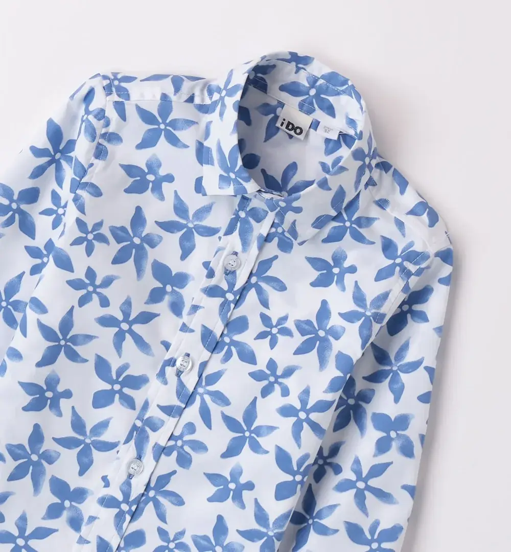 Camisa flores niño blanca y azul iDO 4 Camisa flores niño blanca y azul iDO 2