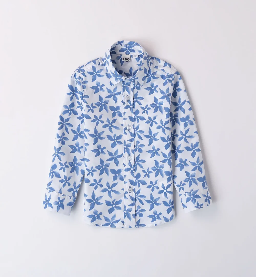 Camisa flores niño blanca y azul iDO 3 Camisa flores niño blanca y azul iDO 1