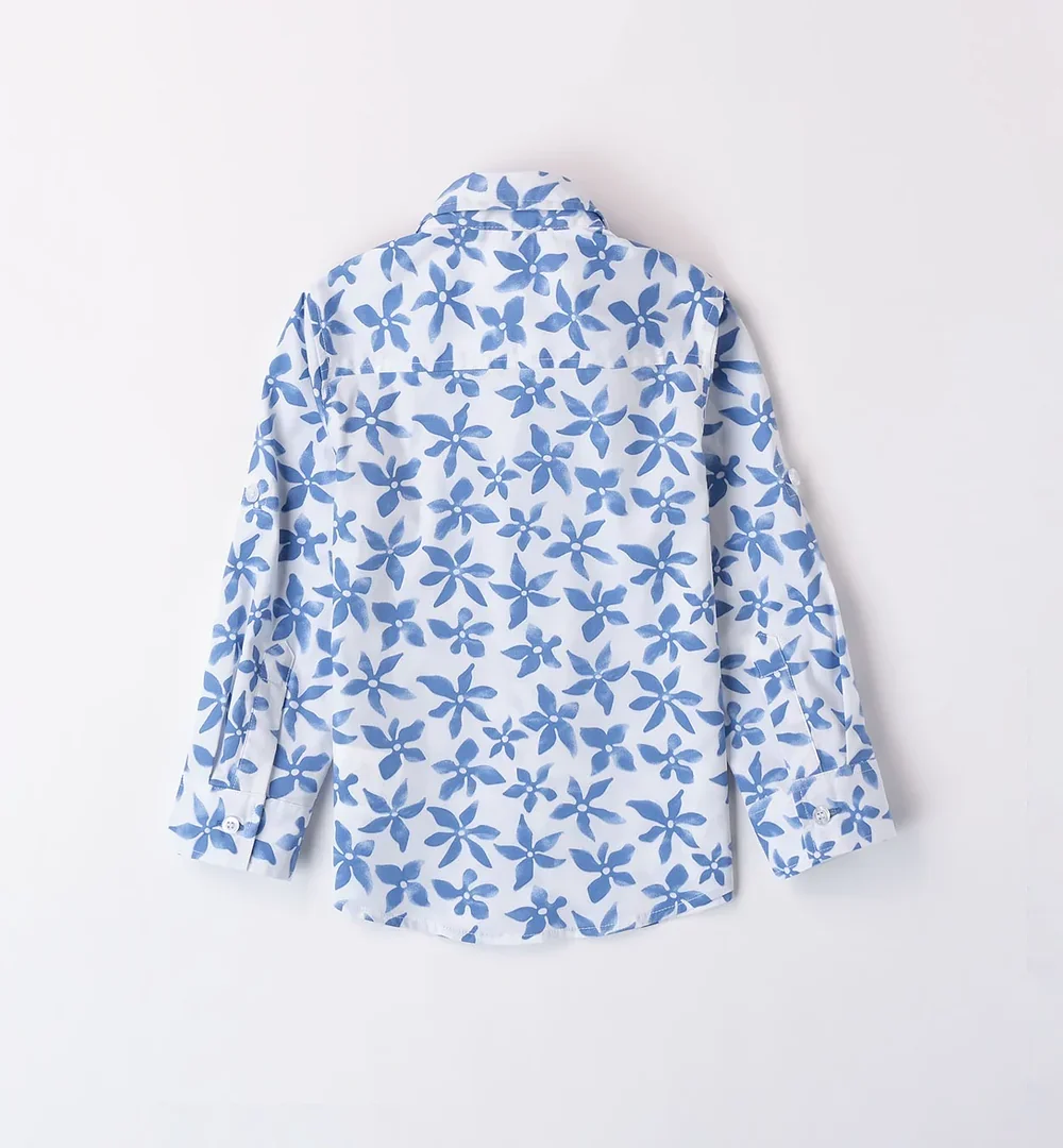 Camisa flores niño blanca y azul iDO 5 Camisa flores niño blanca y azul iDO 3