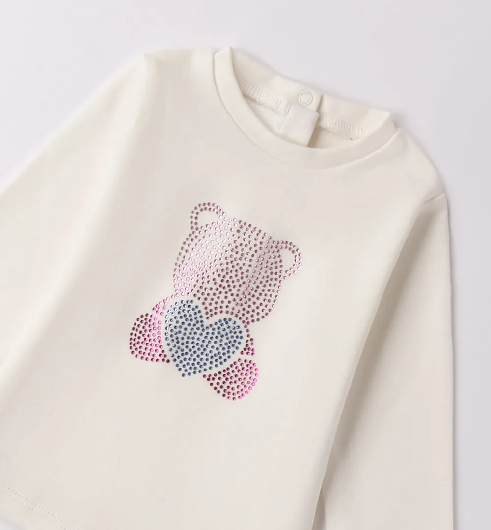 Camiseta bebé niña oso de strass iDO 3 Camiseta bebé niña oso de strass iDO