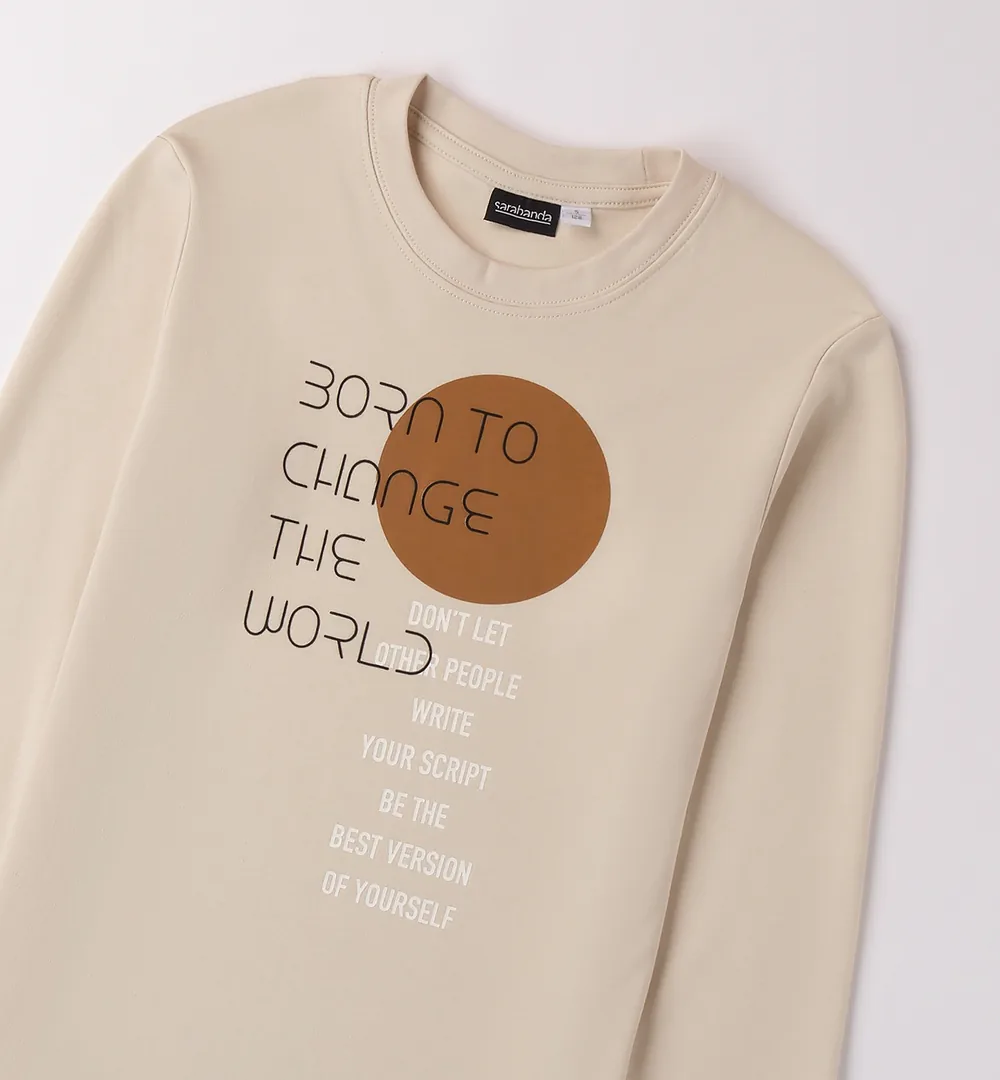 Camiseta beige chico Sarabanda con mensaje 3 Camiseta beige chico