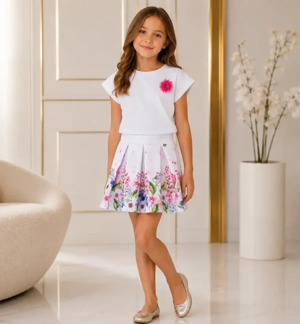 Conjunto ceremonia niña Sarabanda con falda floral