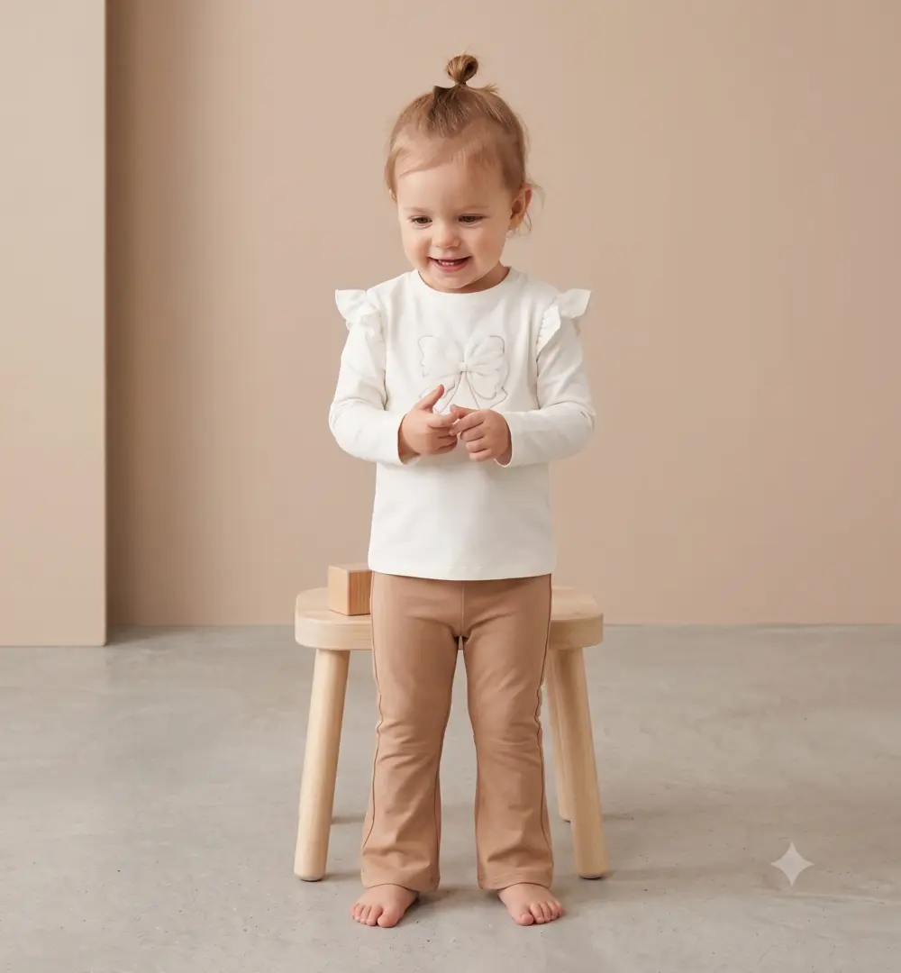 Conjunto bebé niña pantalón antelina y camiseta de iDO 1 conjunto bebé niña pantalón antelina
