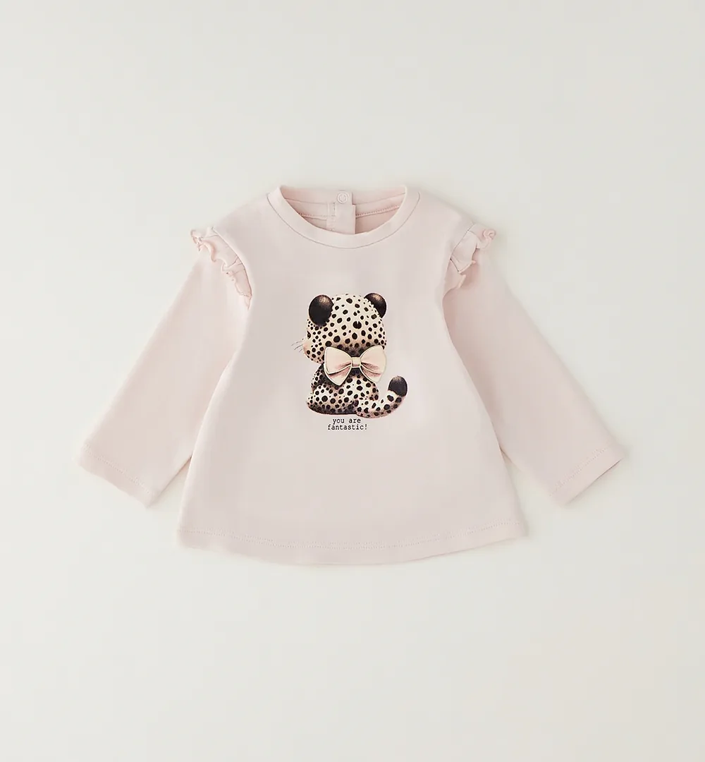 Conjunto bebé niña iDO rosa con camiseta estampada y leggings 3 Conjunto bebé niña rosa