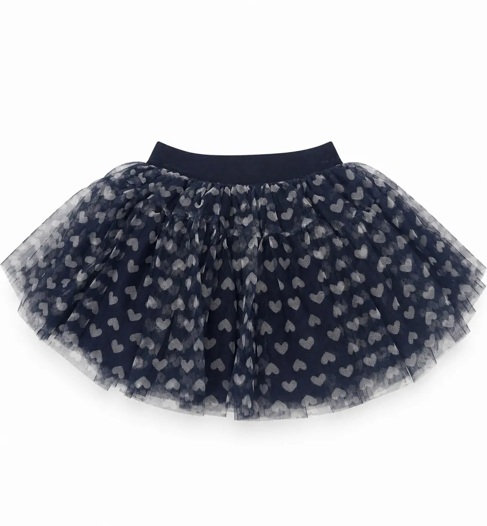 Falda tul bebé niña 4 Falda tul bebé niña azul marino con corazones