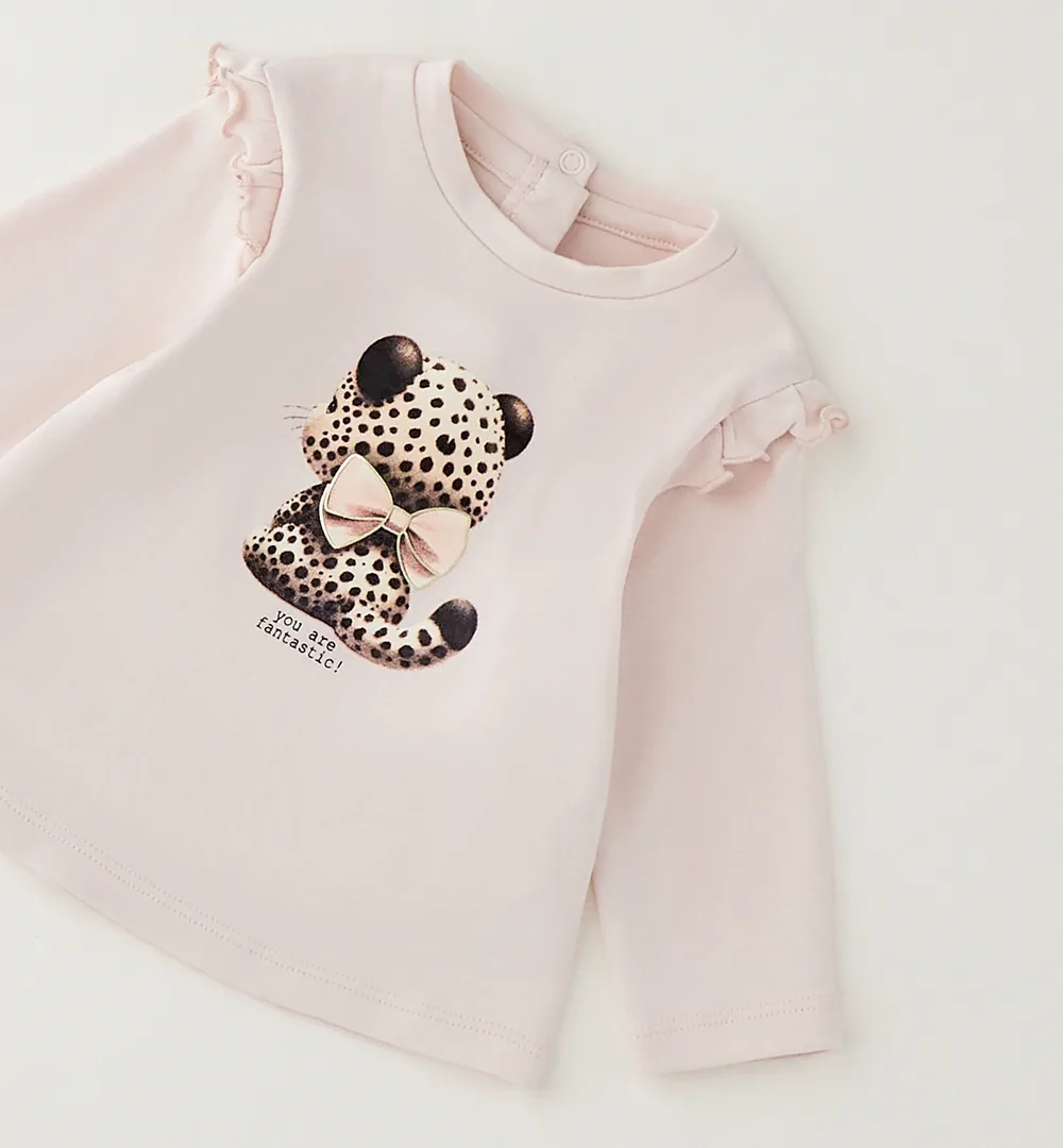 Conjunto bebé niña iDO rosa con camiseta estampada y leggings 4 Conjunto bebé niña rosa