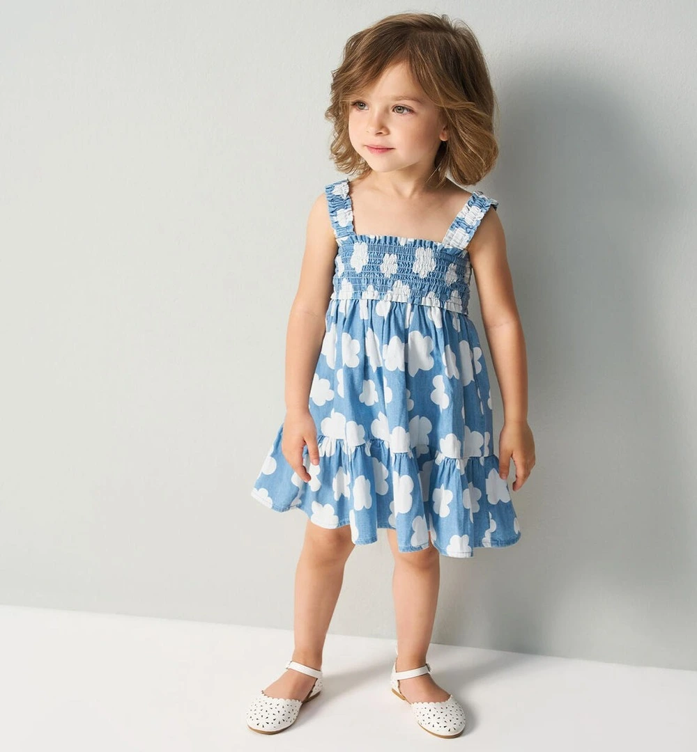 Vestido de algodón para niña ''Nubes del Cielo'' 1 Vestido de algodón para niña