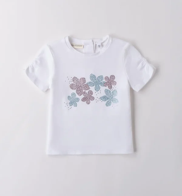 Camiseta niña algodón con flores.