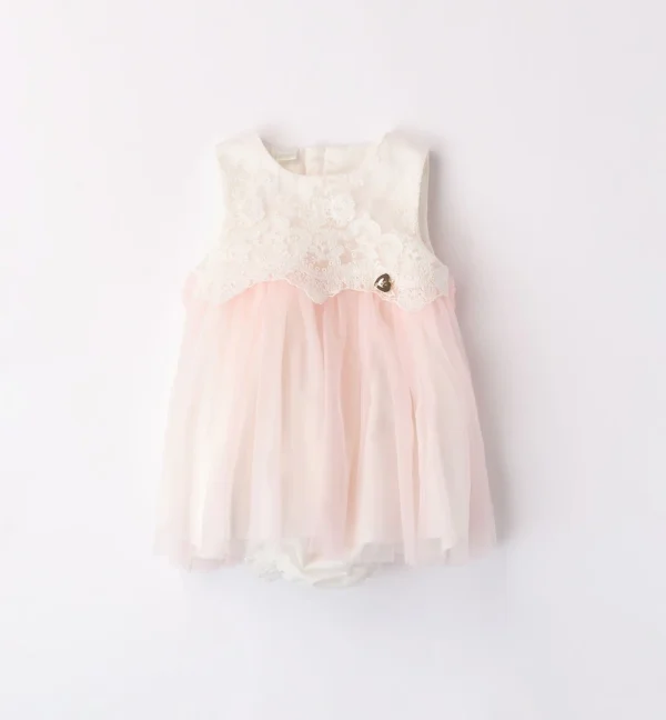 Vestido ceremonia bebé niña tul rosa