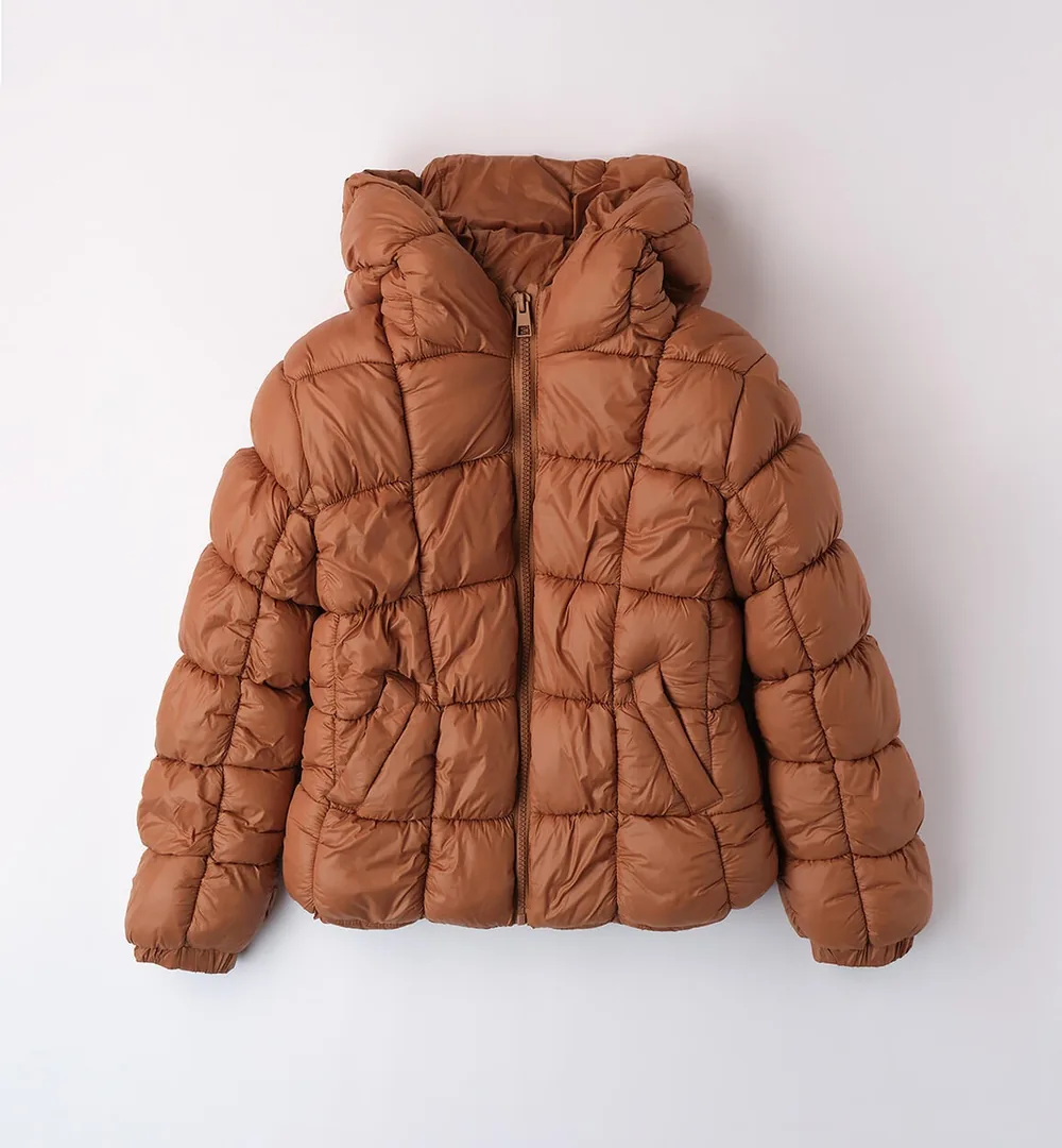 Anorak chica Ido marrón acolchado con capucha 1 Anorak chica Ido