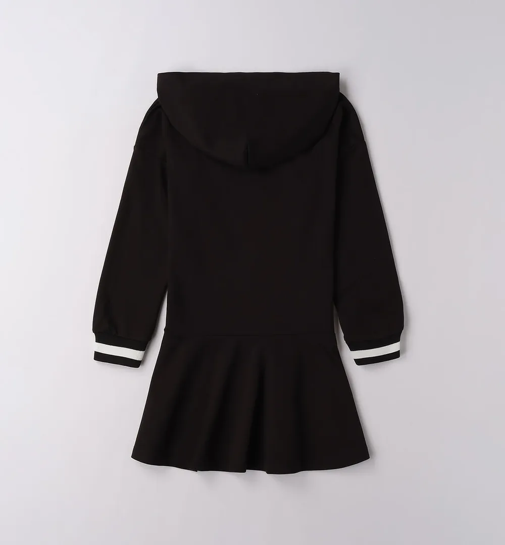 Vestido sudadera chica negro con capucha 5 Vestido sudadera niña