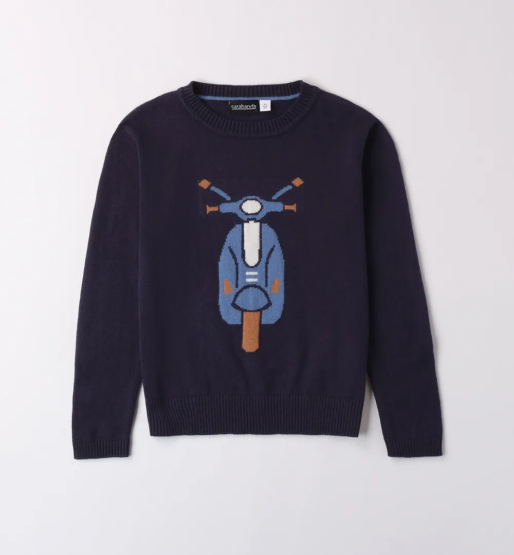 Conjunto niño jersey y pantalón Sarabanda con moto azul 3 conjunto niño jersey y pantalón