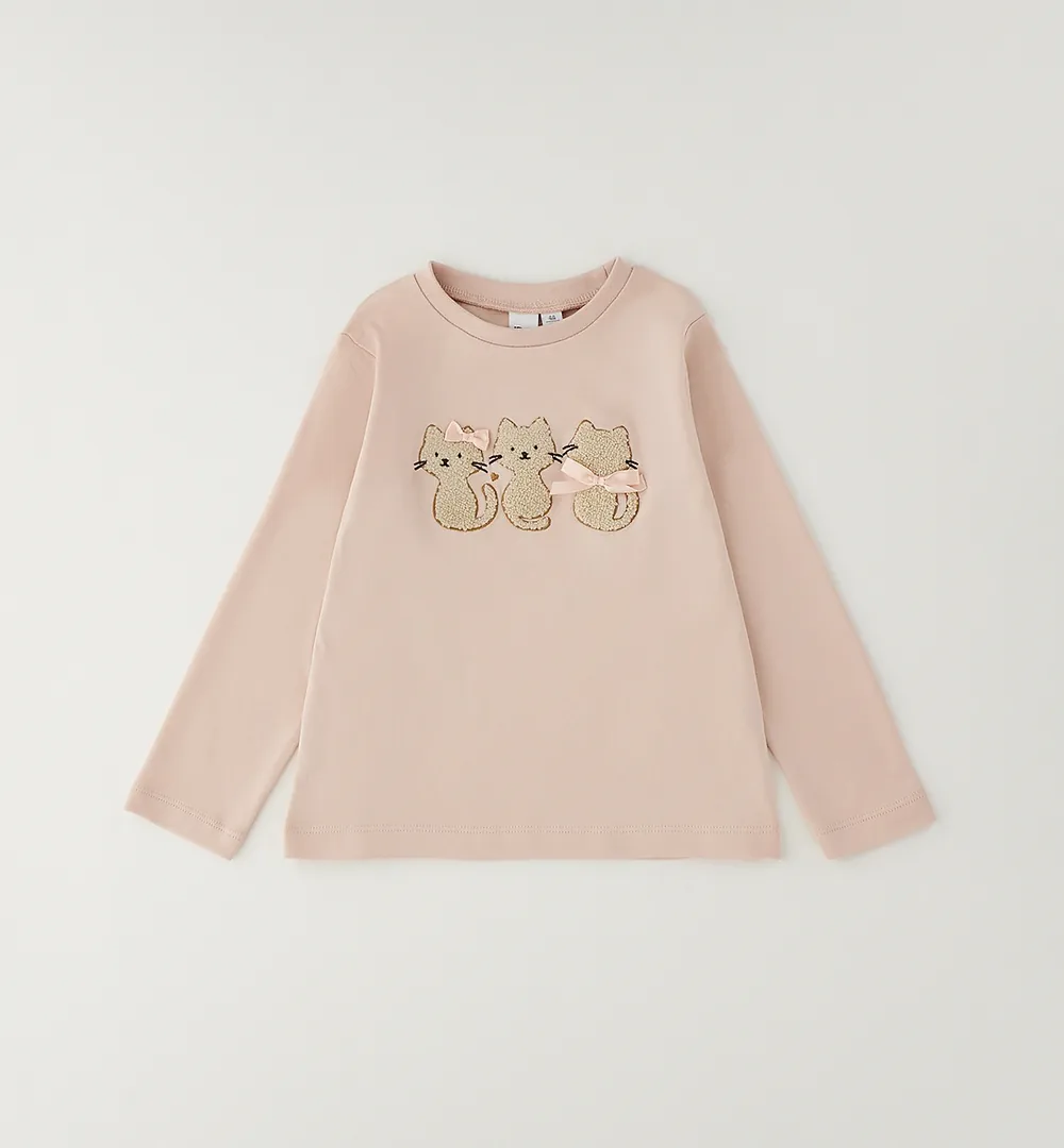 Camiseta manga larga niña rosa con gatos y lazos 5 camiseta manga larga niña