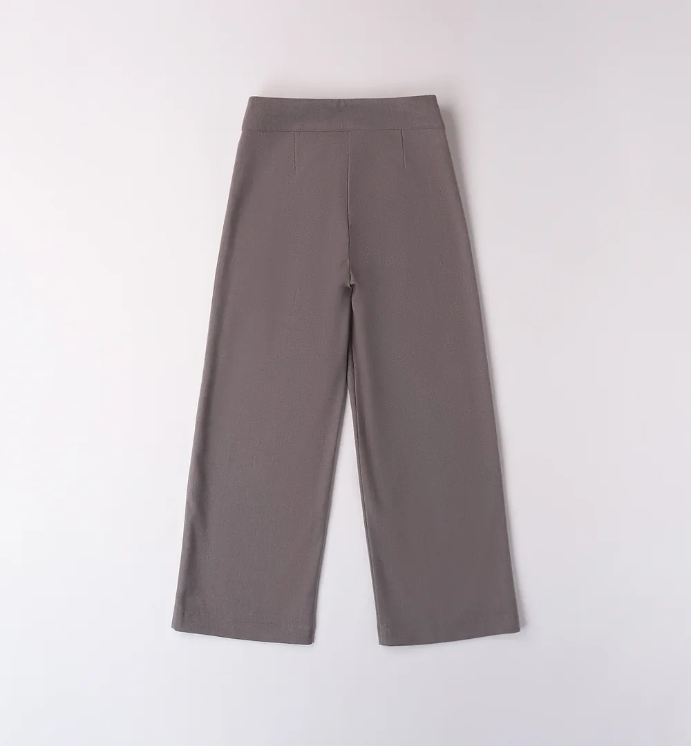 Pantalón ancho chica gris topo con pinzas 4 Pantalón ancho chica gris topo con pinzas