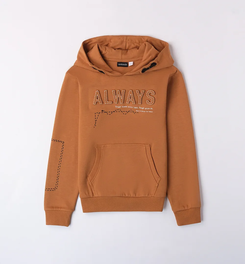 Sudadera adolescente chico Sarabanda camel con capucha 3 sudadera adolescente chico