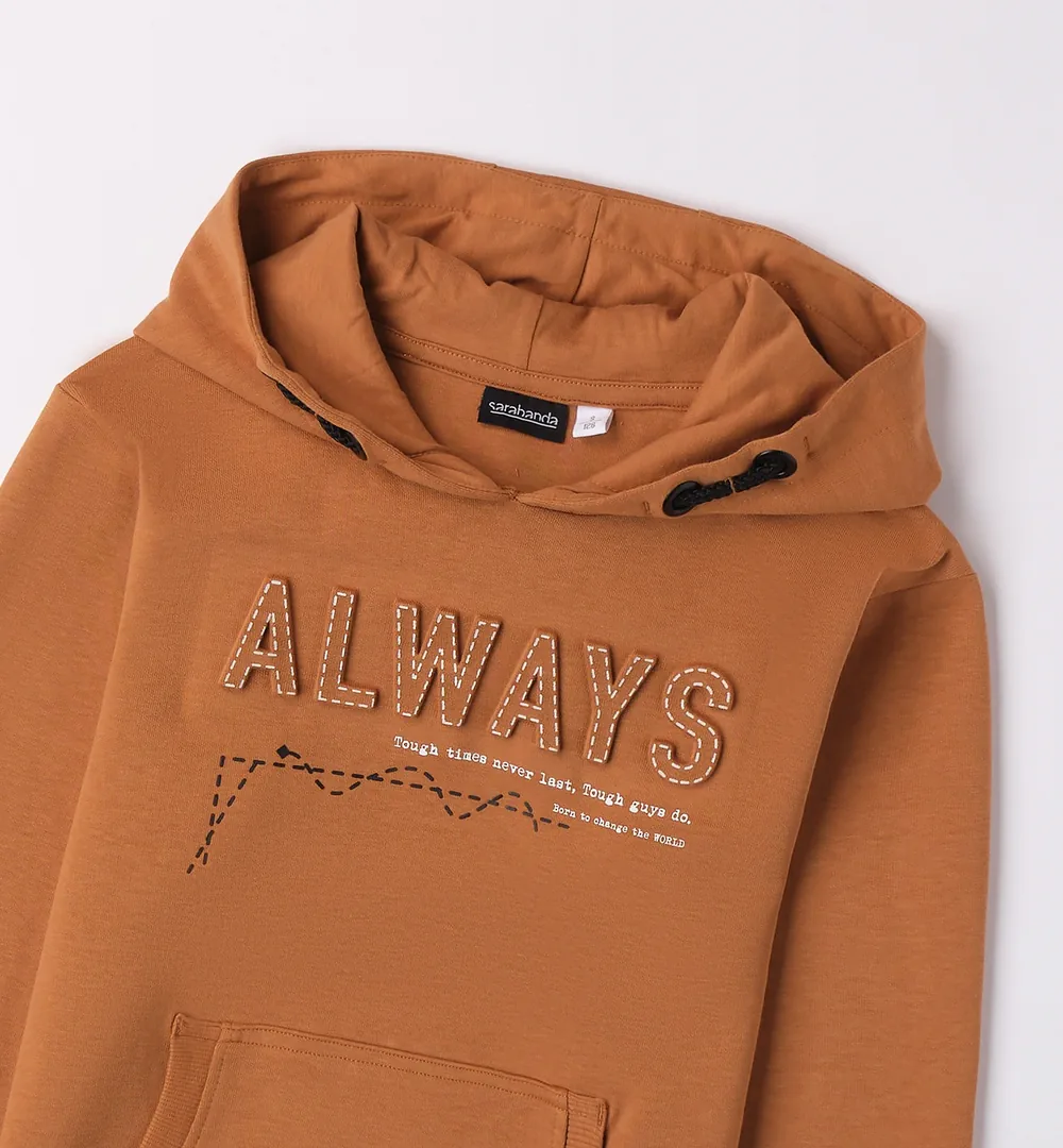 Sudadera adolescente chico Sarabanda camel con capucha 4 sudadera adolescente chico