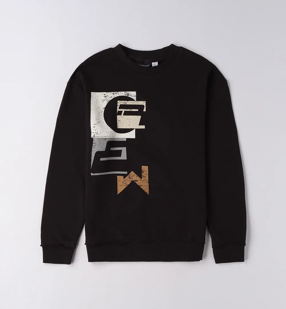 Sudadera negra chico con estampado gráfico 1 Sudadera negra chico adolescente