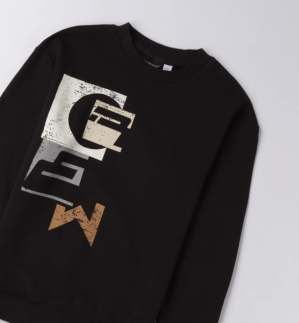 Sudadera negra chico con estampado gráfico 3 Sudadera negra chico adolescente