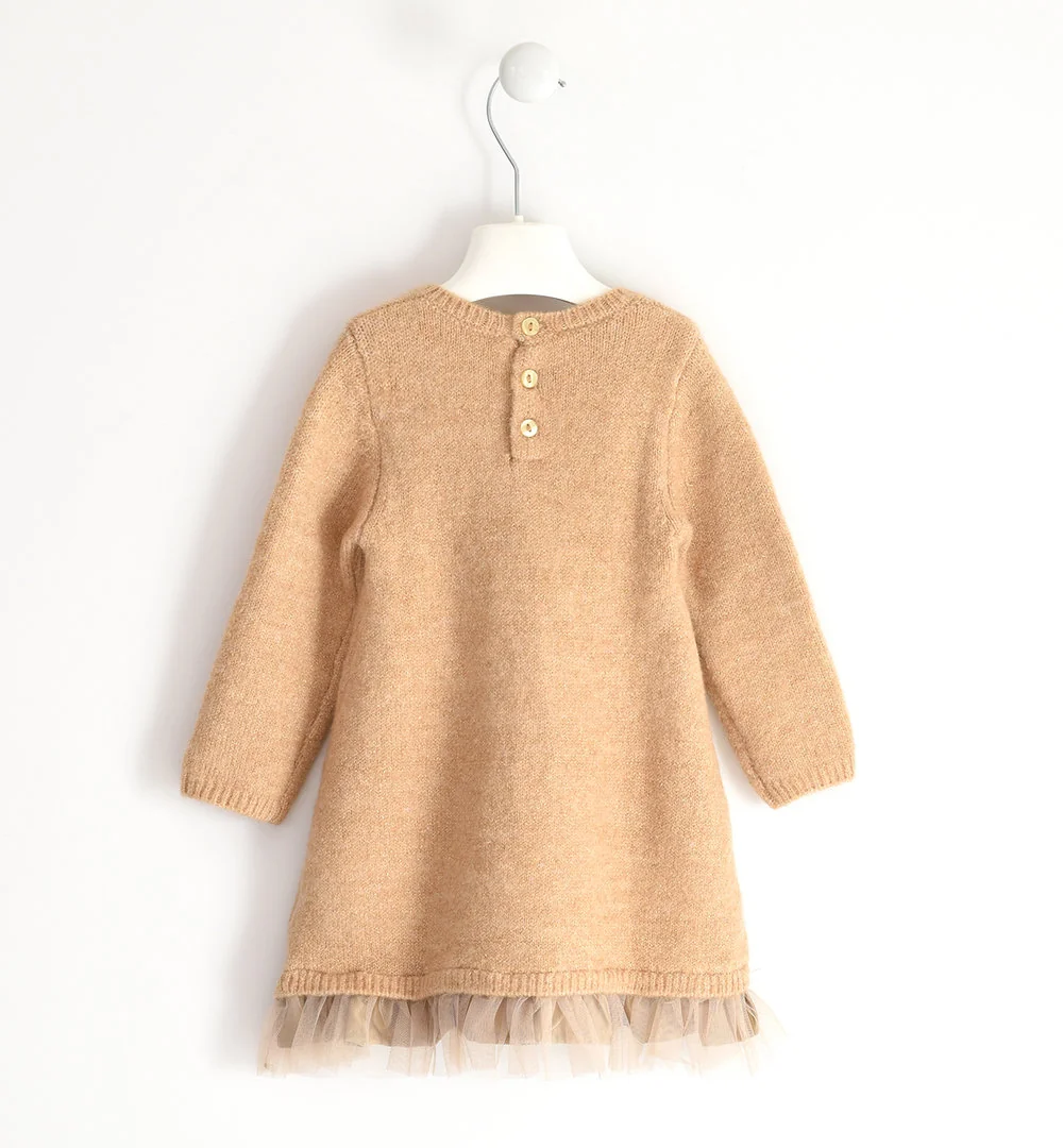 Vestido punto bebé niña beige 3 vestido punto bebé
