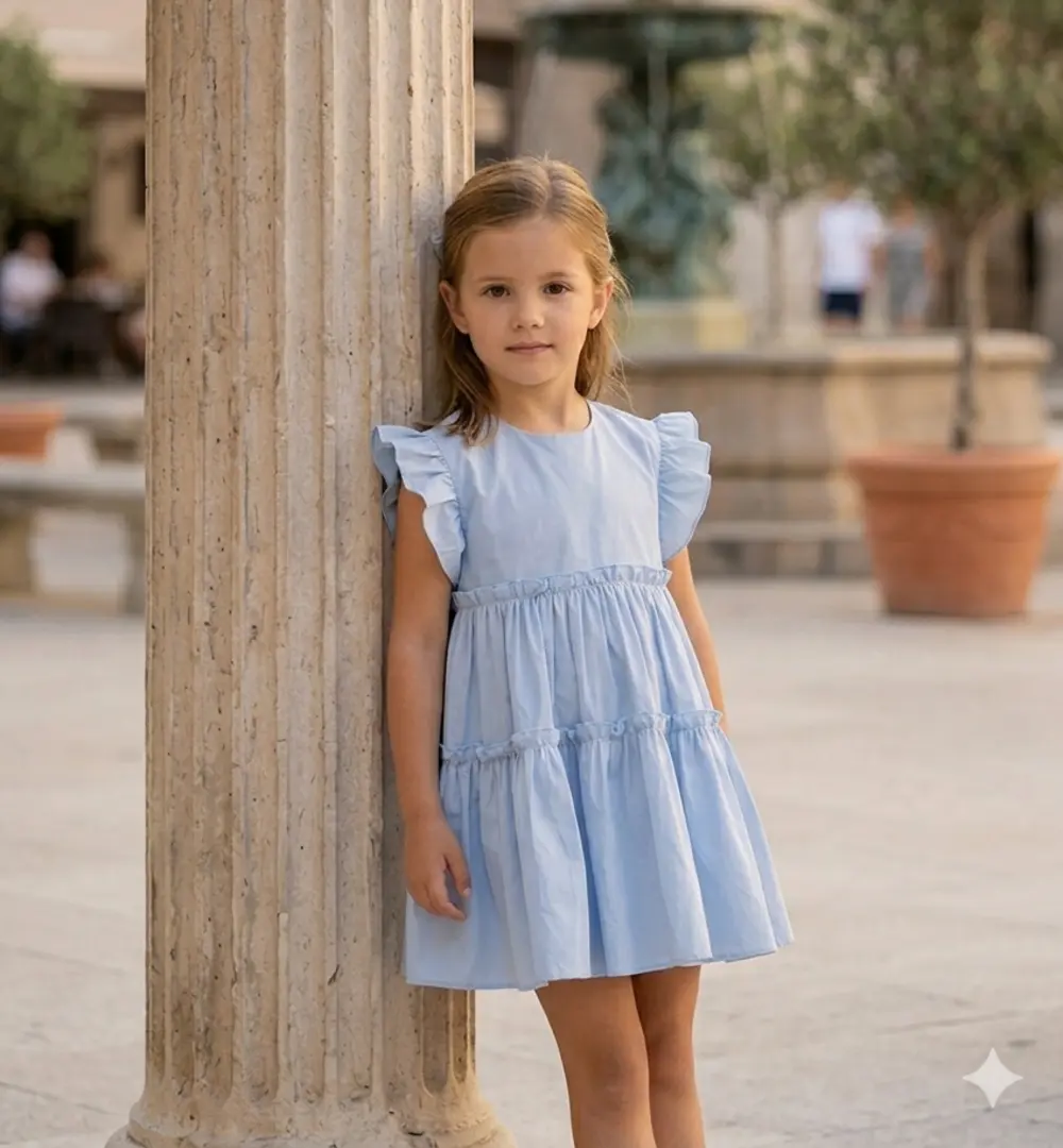 Vestido volantes niña " Cielo” 1 vestido volantes niña